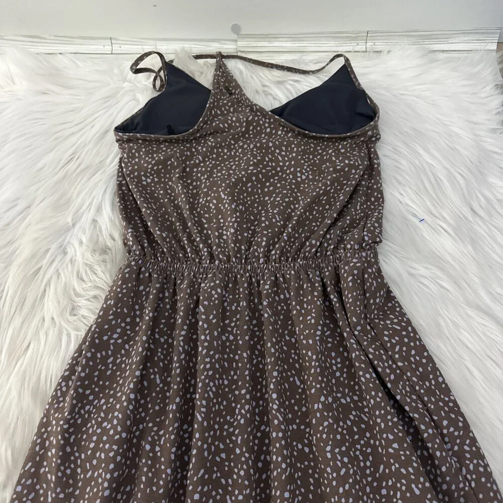 Prana womens XS brown geo pattern strappy hiking dress built in bra - Picture 9 of 13